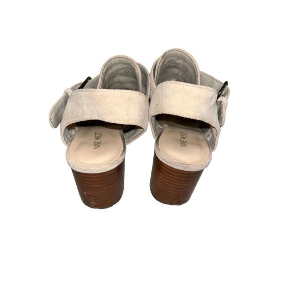 Nine West Women's Size 7.5M Ganci Tan Leather Open Toe Block Heel Ankle Booties - Picture 4 of 9